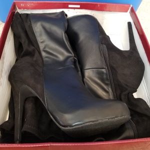Black/Leather/Suede Over The Knee Boots